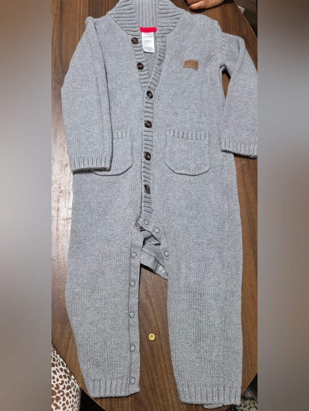 Carter's Light Gray Knit Cardigan Jumpsuit